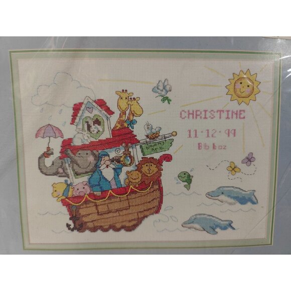 Vintage Sunset BabyHugs Land Ho Birth Record Counted Cross Stitch Kit 13632 - Picture 2 of 4
